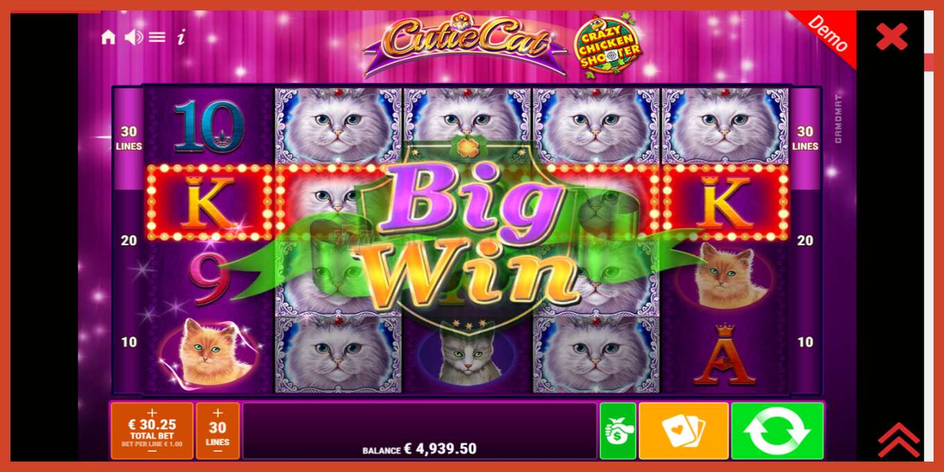 Slot screenshot: Cutie Cat no deposit, number - 3