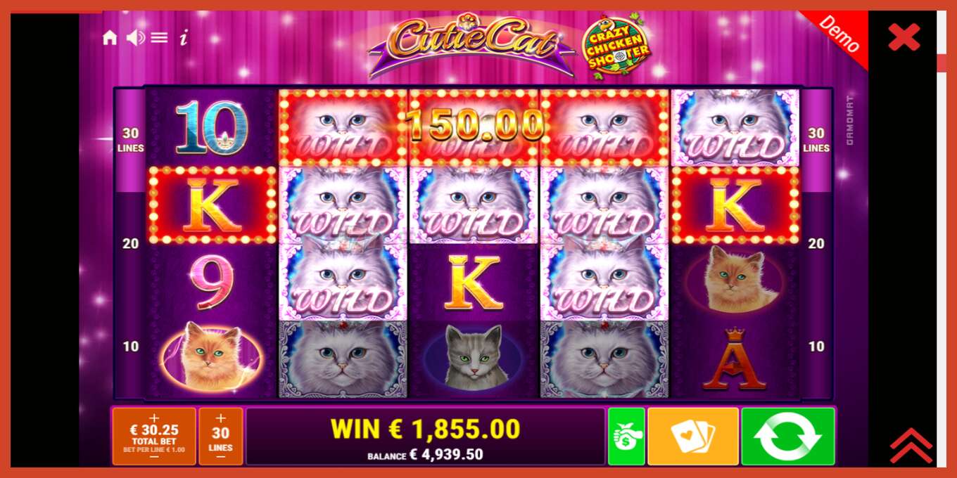 Slot screenshot: Cutie Cat no deposit, number - 4