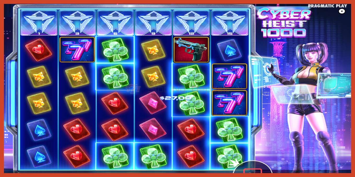 Slot скриншоту: Cyber Heist 1000 депозит жок, саны - 5