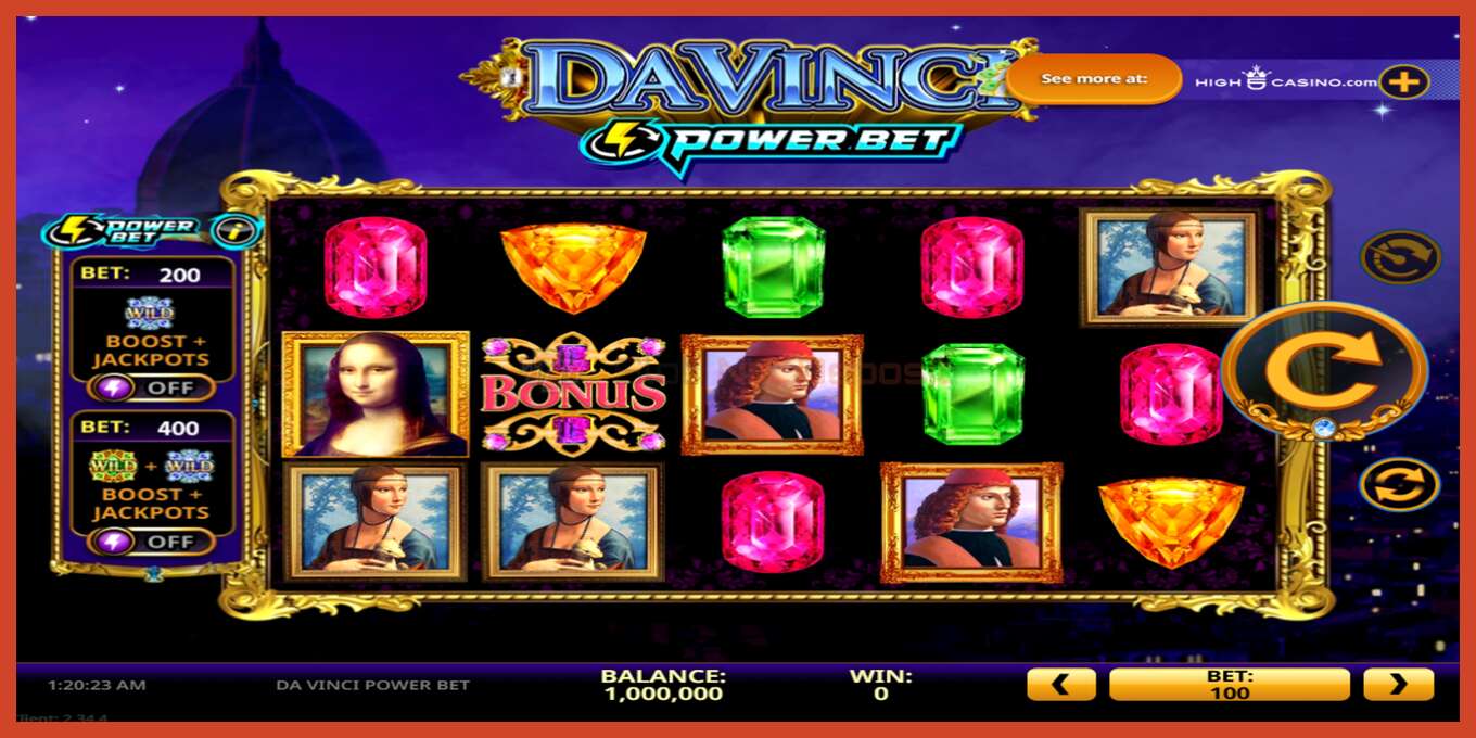 Slot pantaila-argazkia: Da Vinci Power Bet gordailurik ez, zenbakia - 2