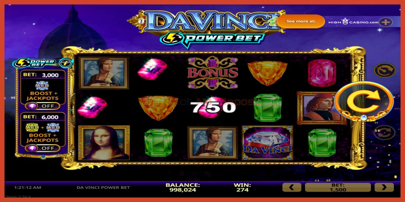 Slot pantaila-argazkia: Da Vinci Power Bet gordailurik ez, zenbakia - 3