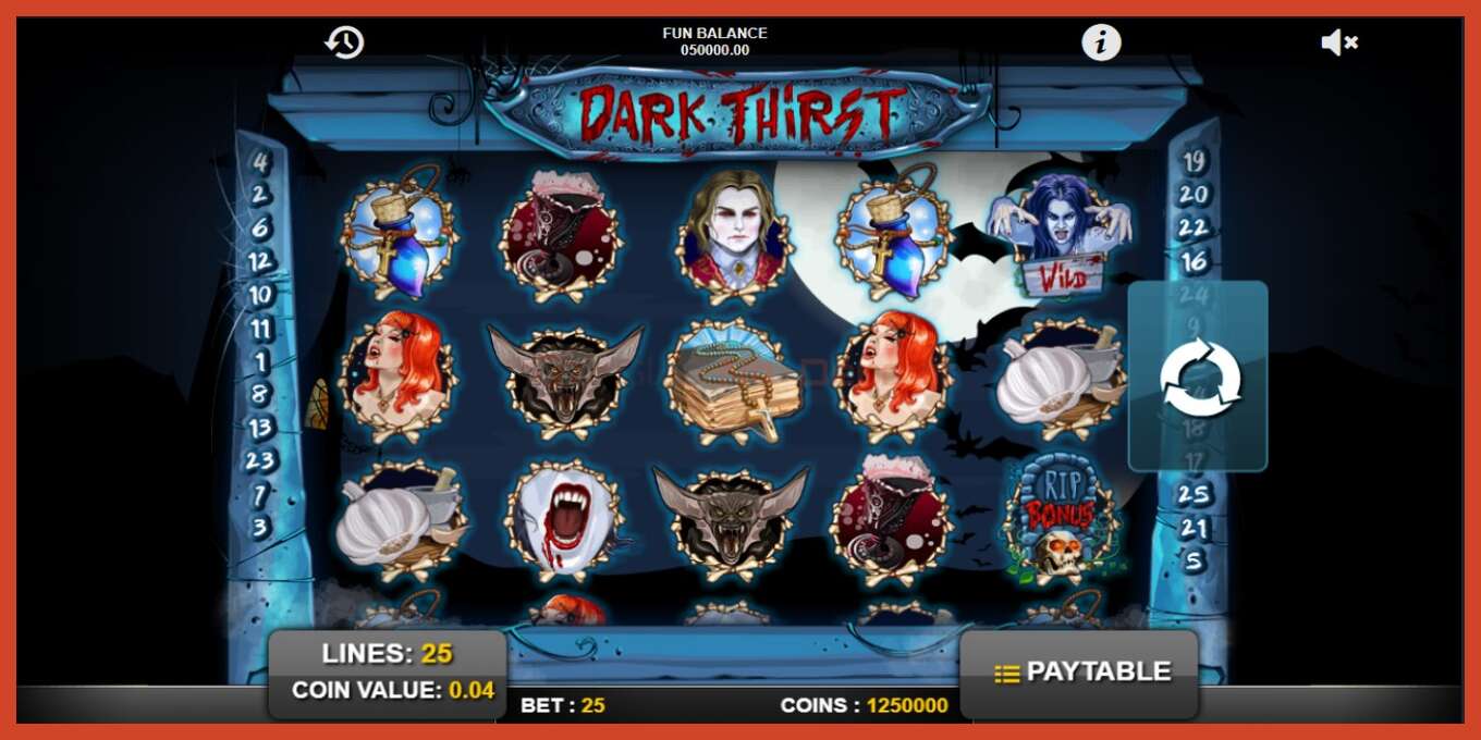 Slot screenshot: Dark Thirst no deposit, number - 1