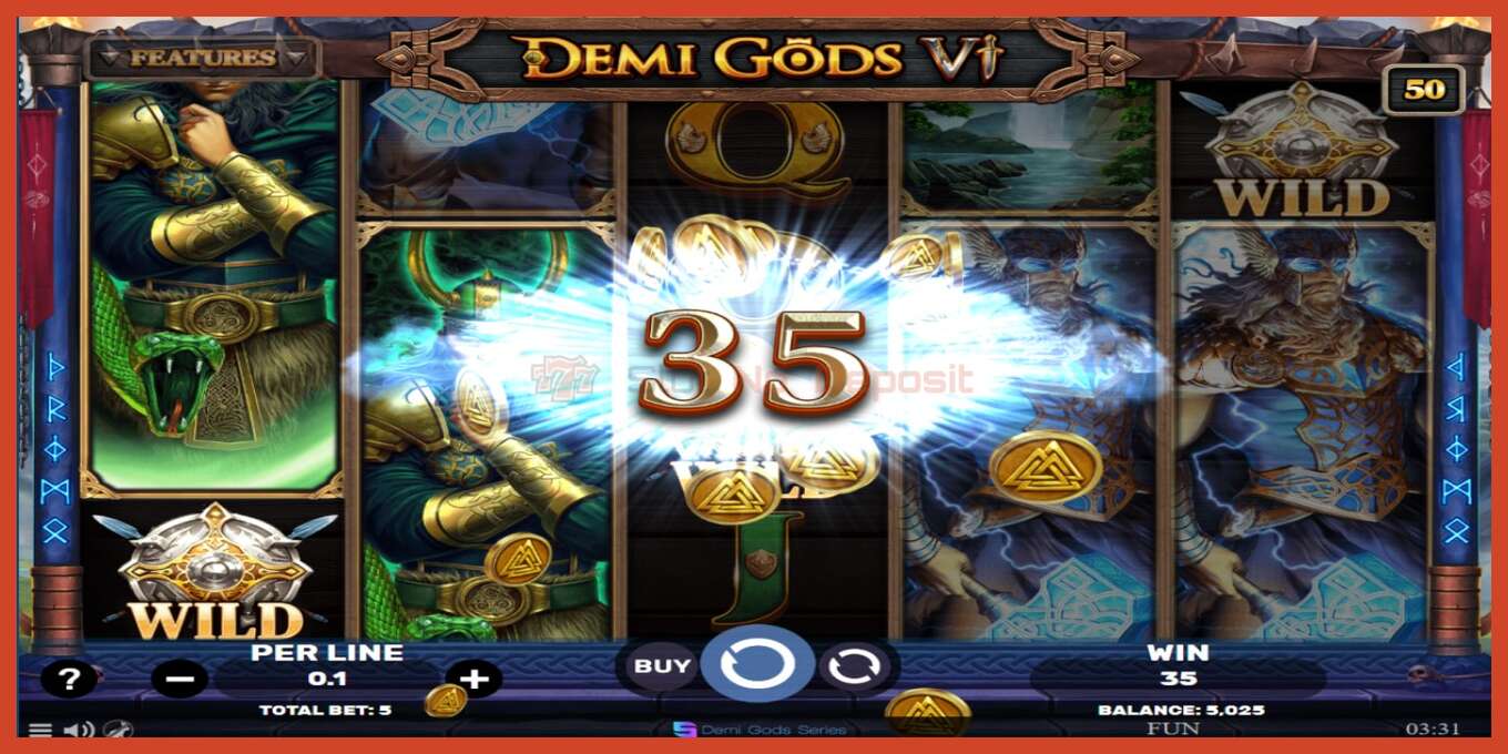 Slot screenshot: Demi Gods 6 no deposit, number - 3