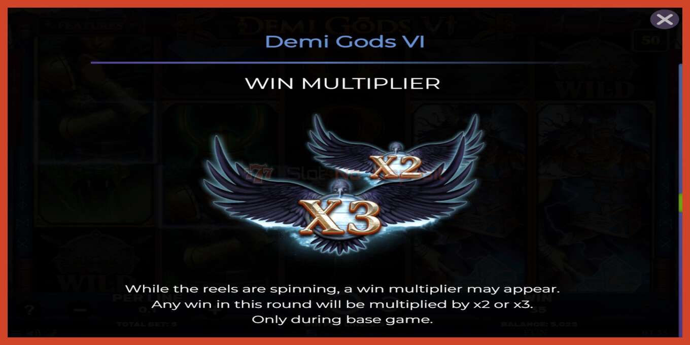 Slot screenshot: Demi Gods 6 no deposit, number - 6