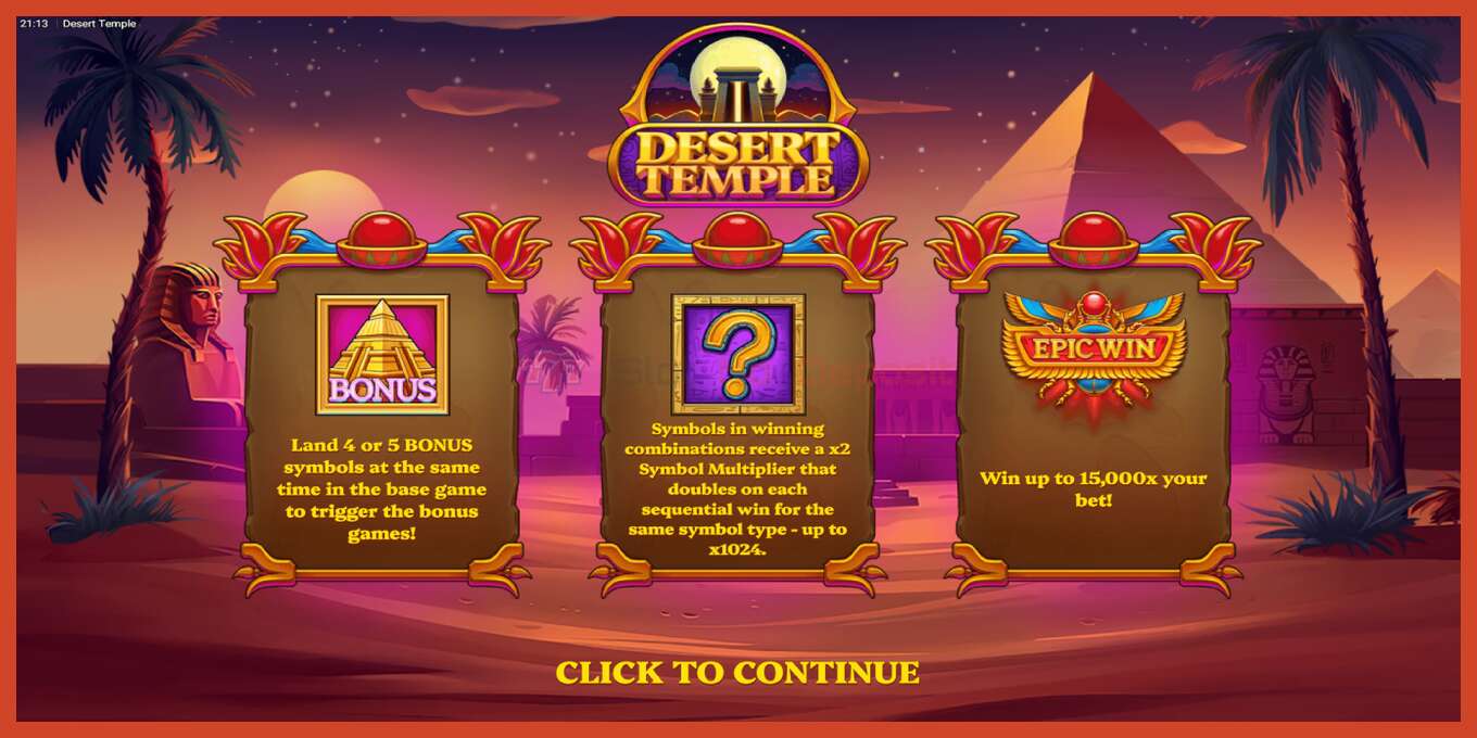 Slot screenshot: Desert Temple no deposit, number - 1