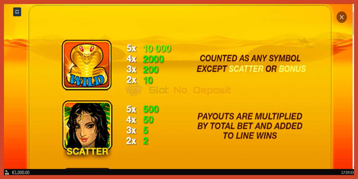 Slot screenshot: Desert Treasure no deposit, number - 2