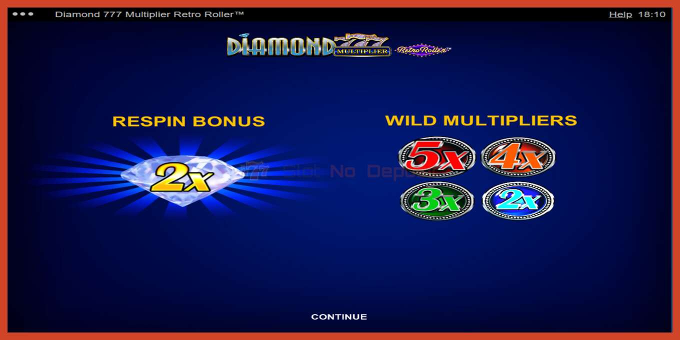 Slot screenshot: Diamond 777 Multiplier Retro Roller no deposit, number - 1