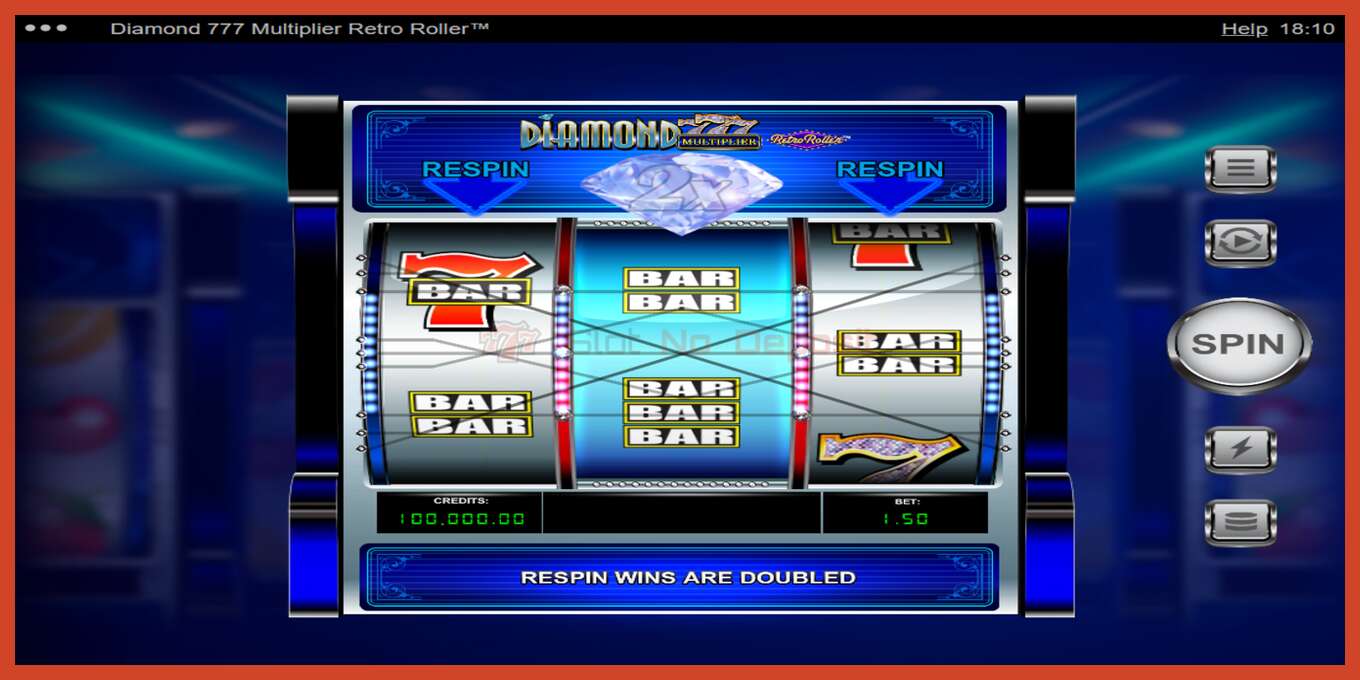 Slot screenshot: Diamond 777 Multiplier Retro Roller no deposit, number - 2