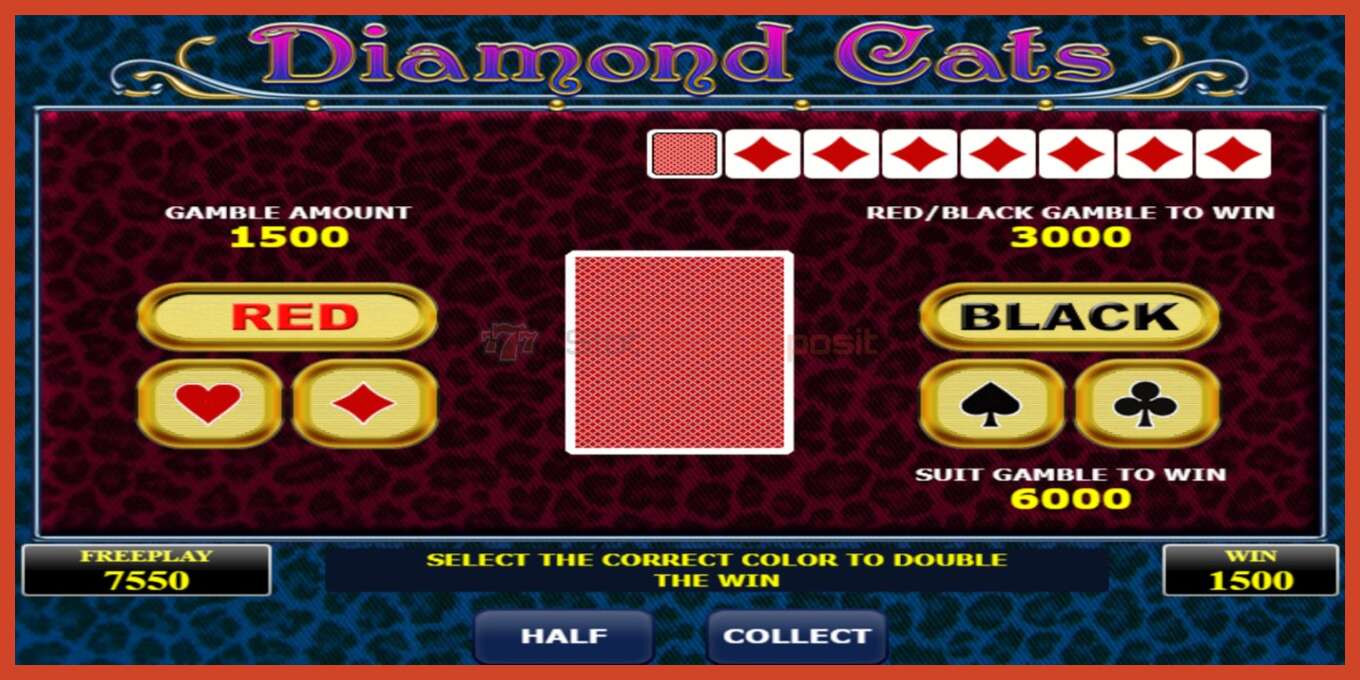 Slot screenshot: Diamond Cats no deposit, number - 4