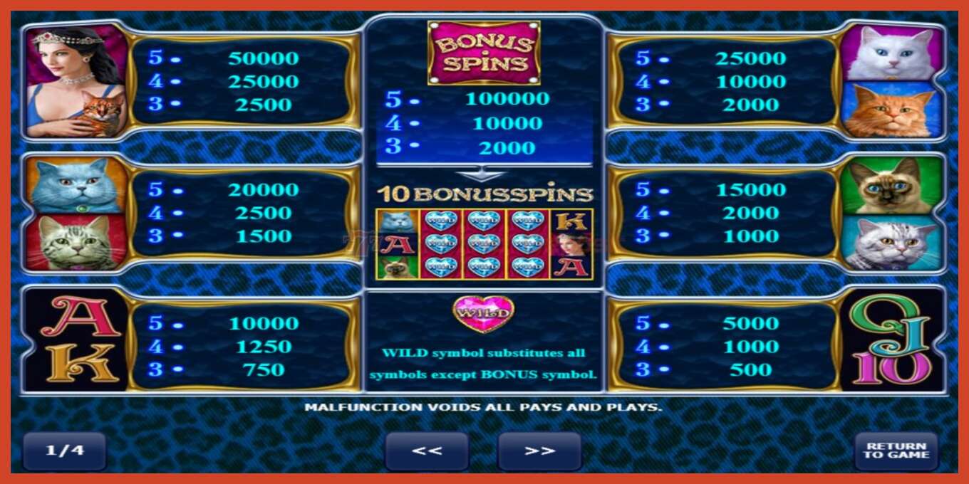 Slot screenshot: Diamond Cats no deposit, number - 5