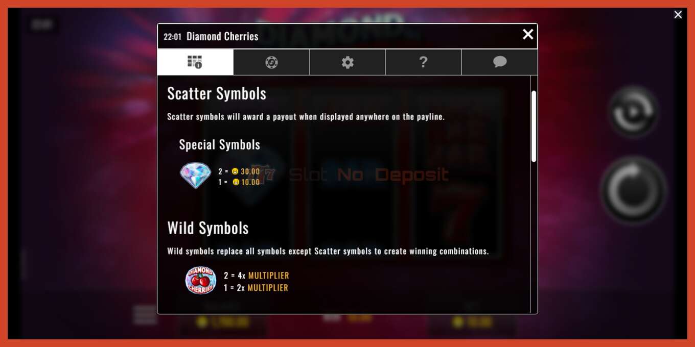 Slot screenshot: Diamond Cherries no deposit, number - 4