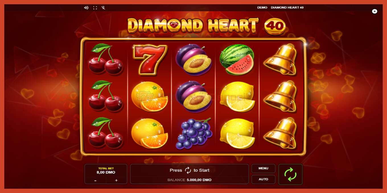 スロットのスクリーンショット: Diamond Heart 40 デポジットなし, 番号 - 1