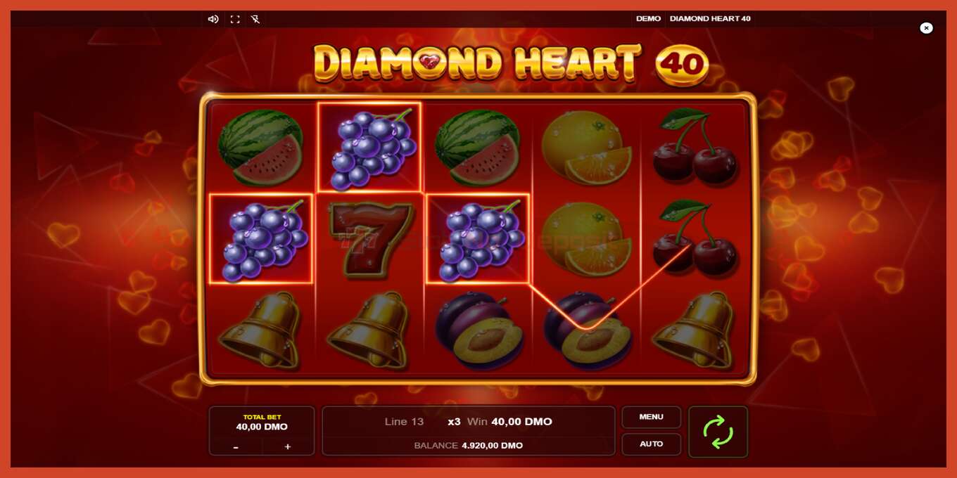 スロットのスクリーンショット: Diamond Heart 40 デポジットなし, 番号 - 2