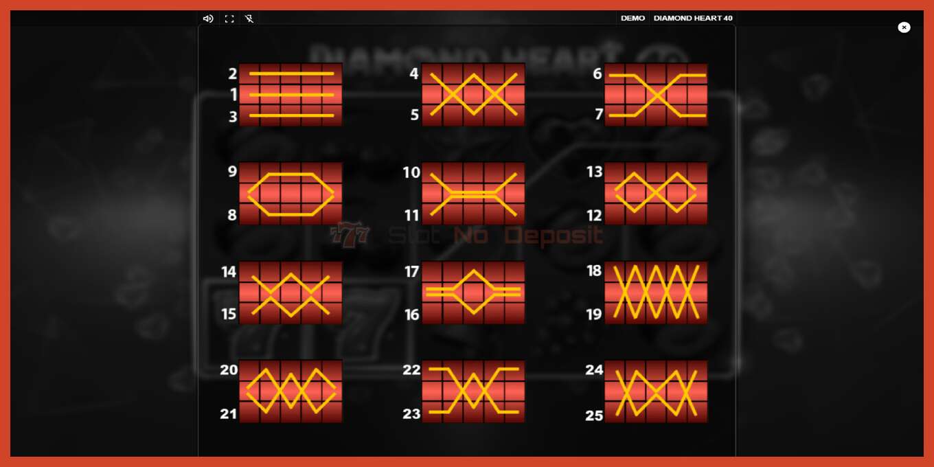 スロットのスクリーンショット: Diamond Heart 40 デポジットなし, 番号 - 6
