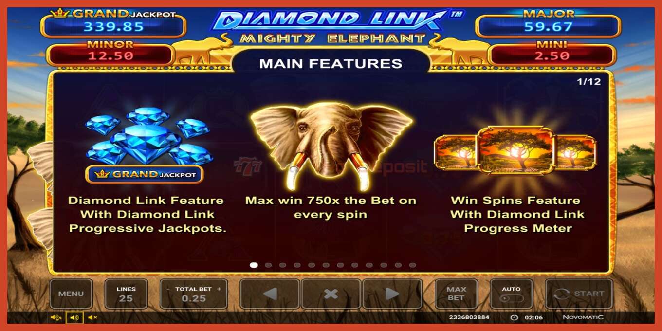 Yuva ekran görüntüsü: Diamond Link: Mighty Elephant depozito yok, sayı - 3