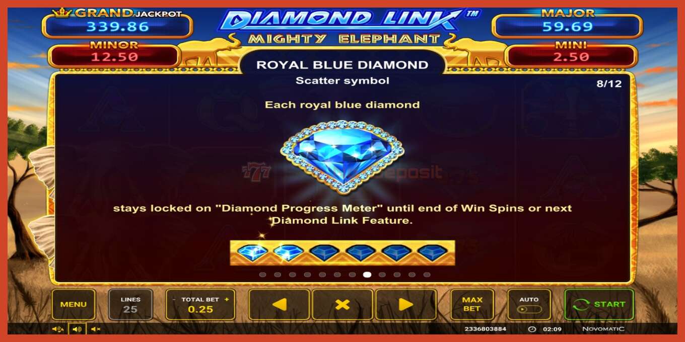 Yuva ekran görüntüsü: Diamond Link: Mighty Elephant depozito yok, sayı - 6