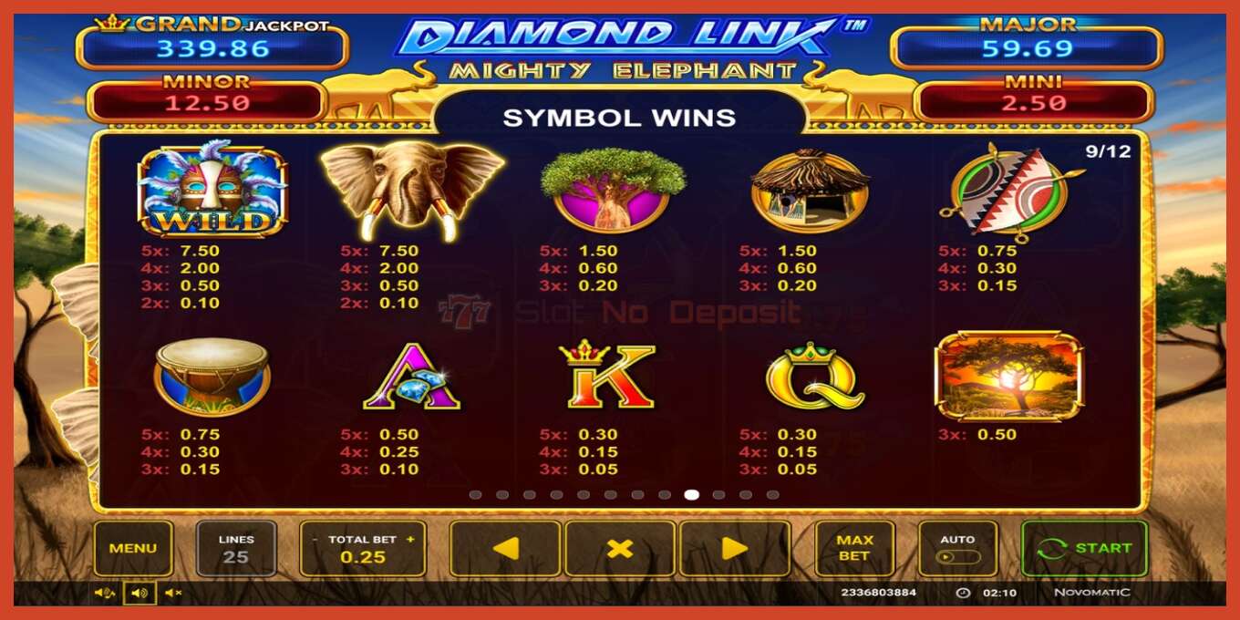 Yuva ekran görüntüsü: Diamond Link: Mighty Elephant depozito yok, sayı - 7