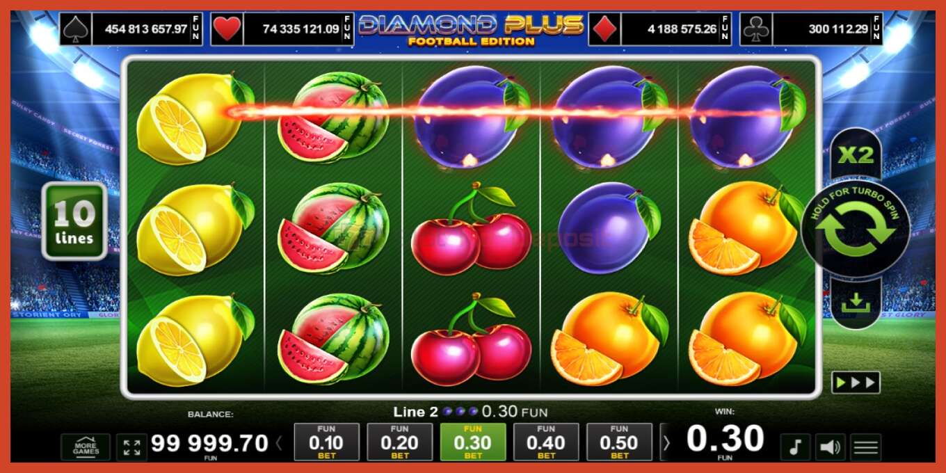 Slot screenshot: Diamond Plus Football Edition no deposit, number - 2