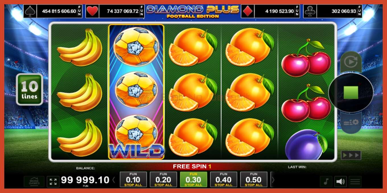 Slot screenshot: Diamond Plus Football Edition no deposit, number - 3