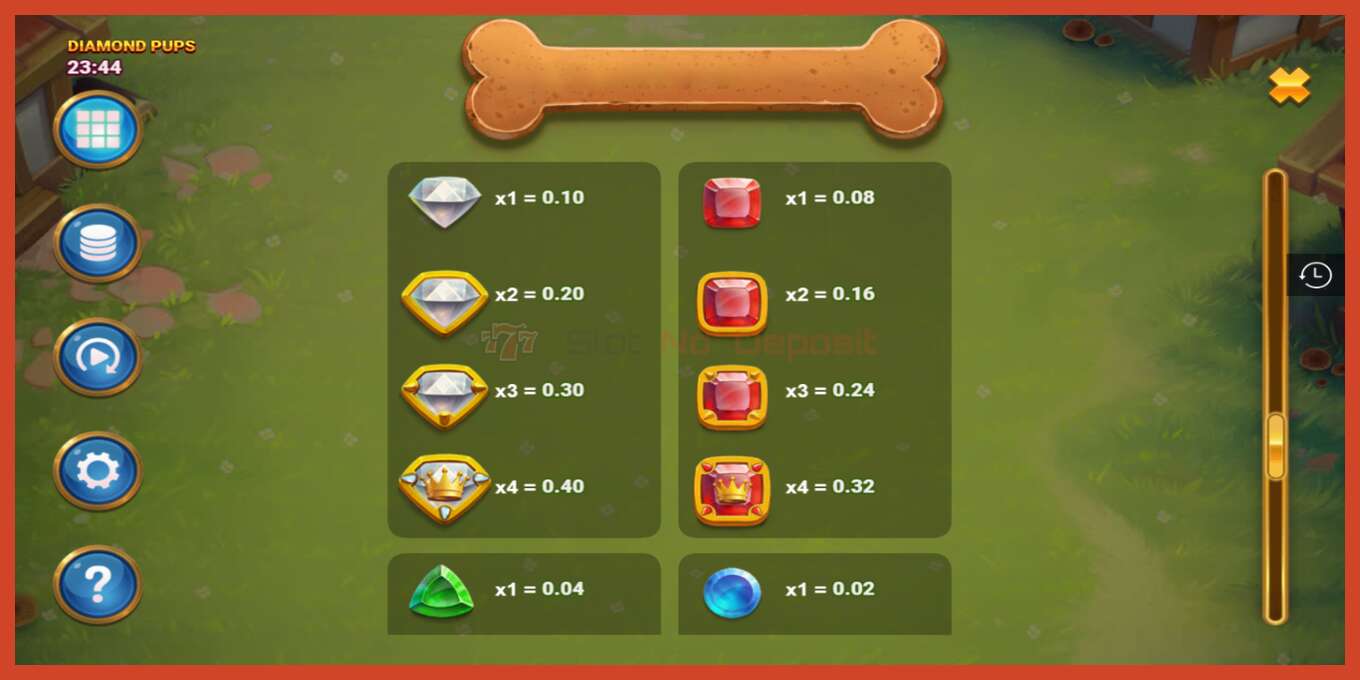 Slot screenshot: Diamond Pups no deposit, number - 4