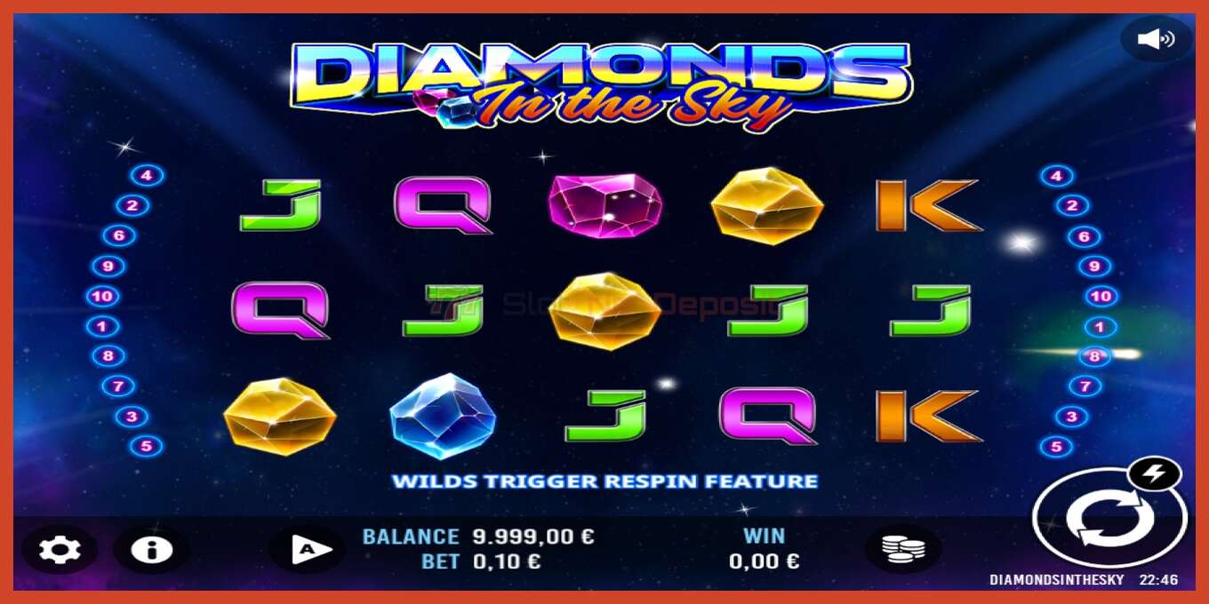 Slot screenshot: Diamonds In The Sky no deposit, number - 1