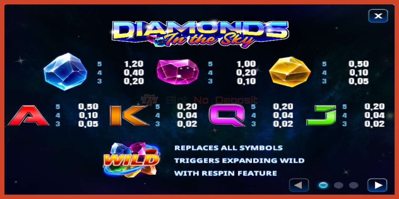 Slot screenshot: Diamonds In The Sky no deposit, number - 4