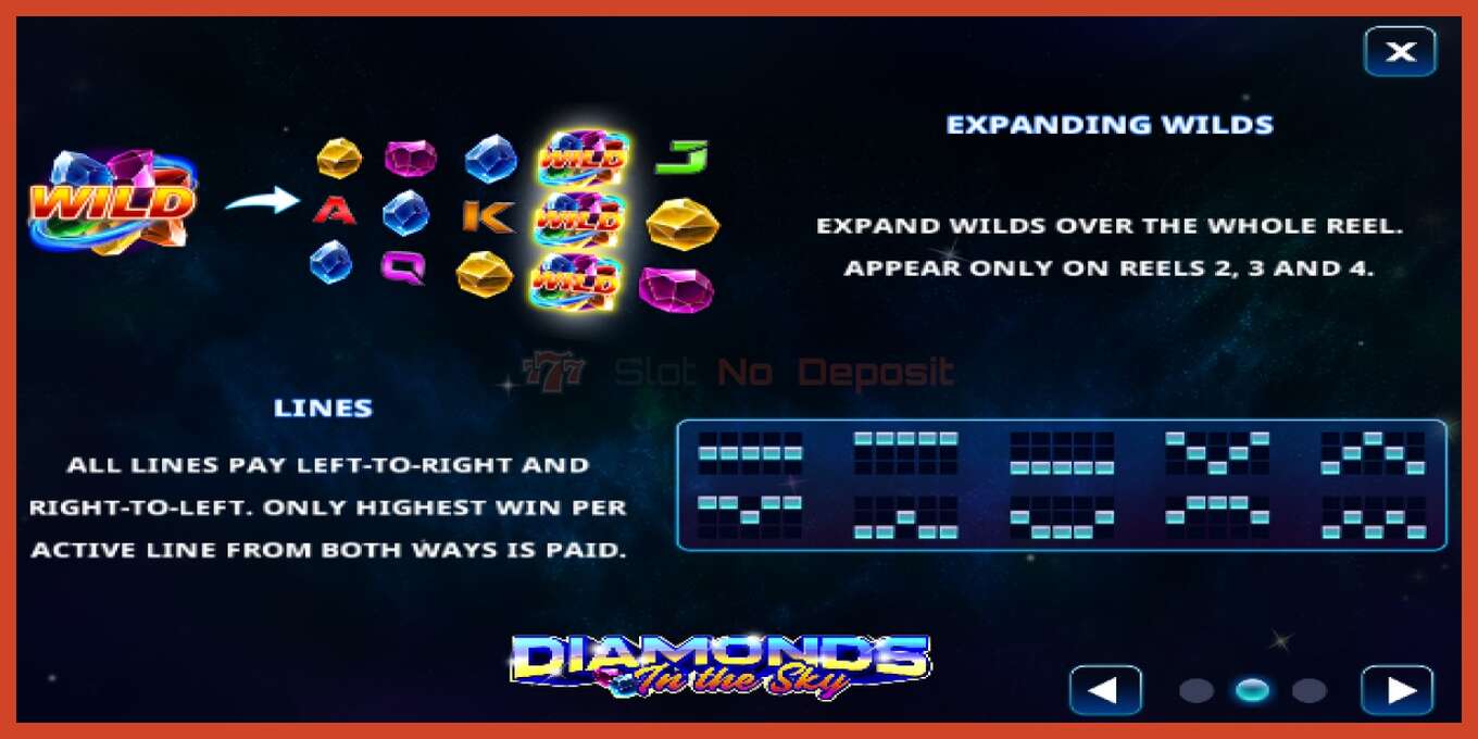 Slot screenshot: Diamonds In The Sky no deposit, number - 5