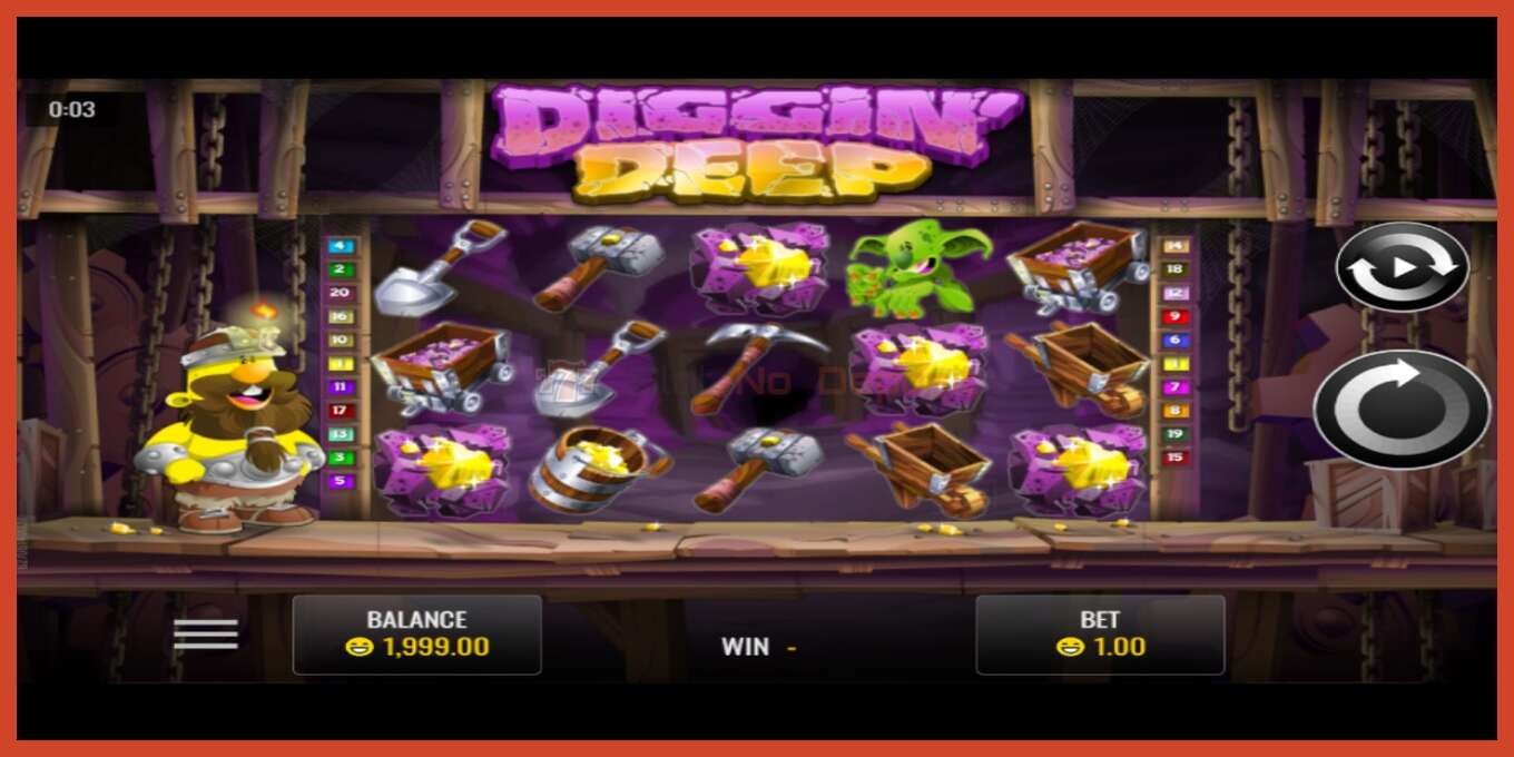 Slot screenshot: Diggin’ Deep no deposit, number - 1