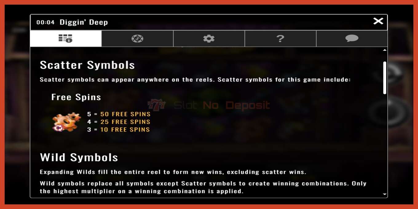 Slot screenshot: Diggin’ Deep no deposit, number - 3