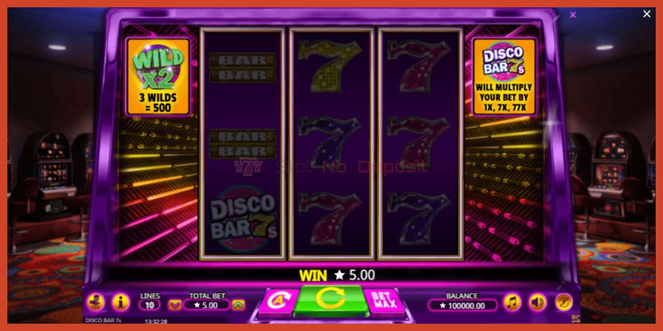 Slot screenshot: Disco Bar 7s no deposit, number - 3