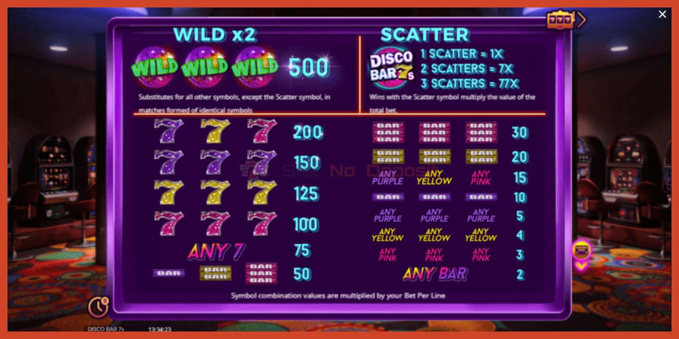 Slot screenshot: Disco Bar 7s no deposit, number - 5