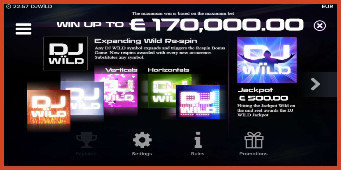 Slot screenshot: DJ Wild no deposit, number - 3