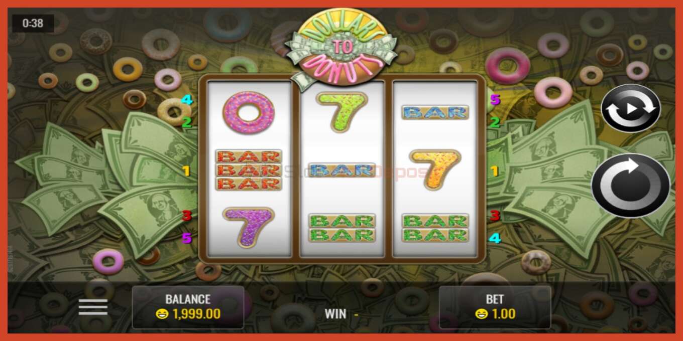 Slot screenshot: Dollars to Donuts no deposit, number - 1