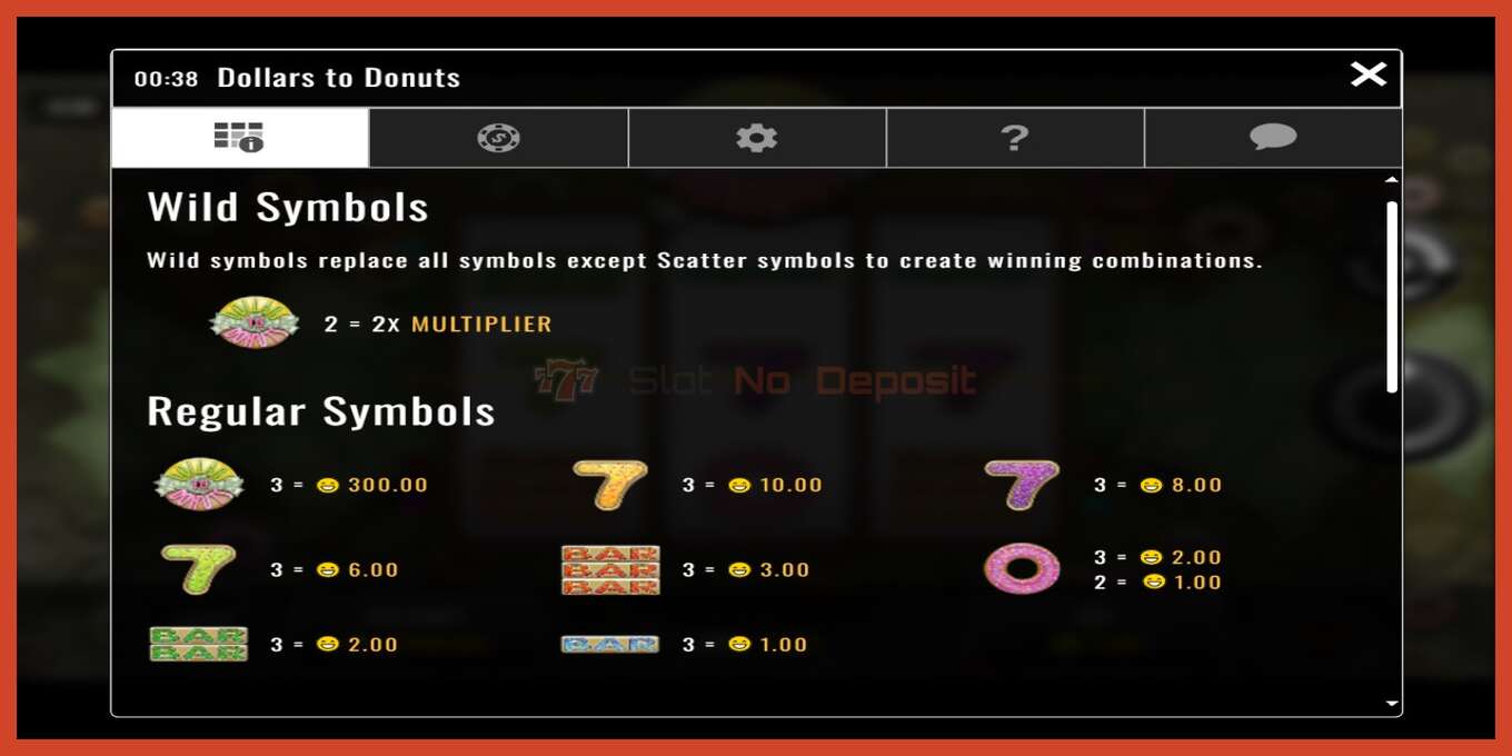 Slot screenshot: Dollars to Donuts no deposit, number - 3