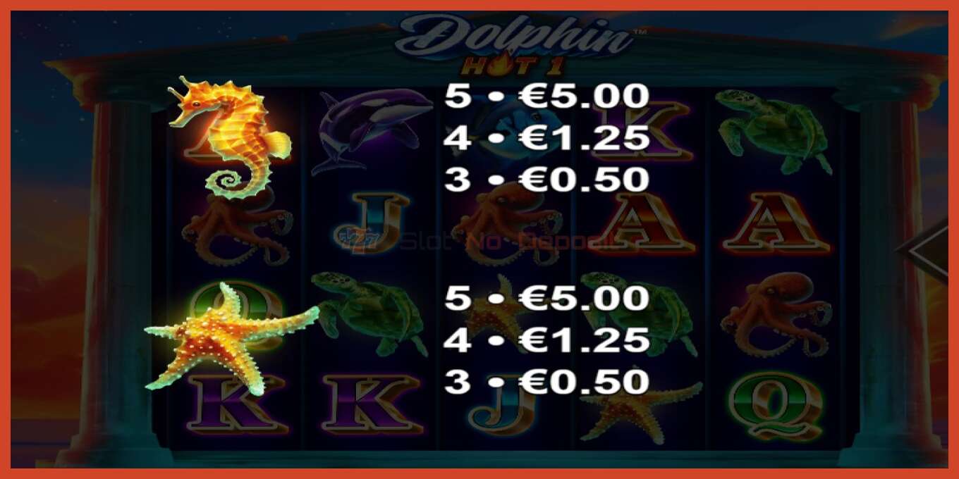 Slot screenshot: Dolphin Hot 1 no deposit, number - 6