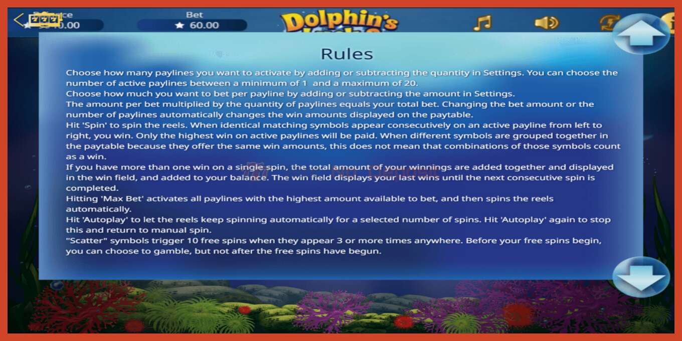 Slot screenshot: Dolphin’s Luck 2 no deposit, number - 4