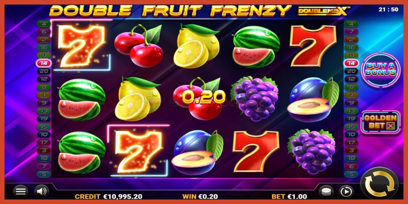 Slot skærmbillede: Double Fruit Frenzy DoubleMax intet depositum, antal - 2