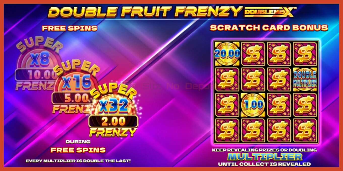 Slot skærmbillede: Double Fruit Frenzy DoubleMax intet depositum, antal - 3