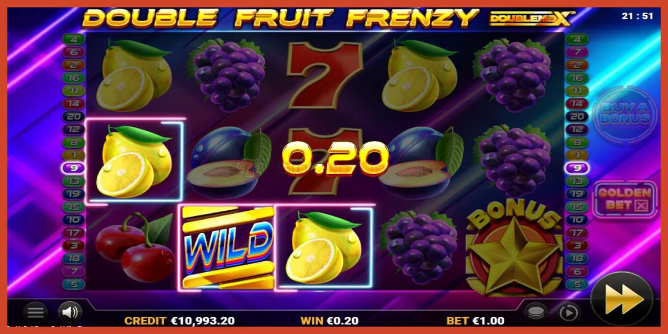 Slot skærmbillede: Double Fruit Frenzy DoubleMax intet depositum, antal - 4