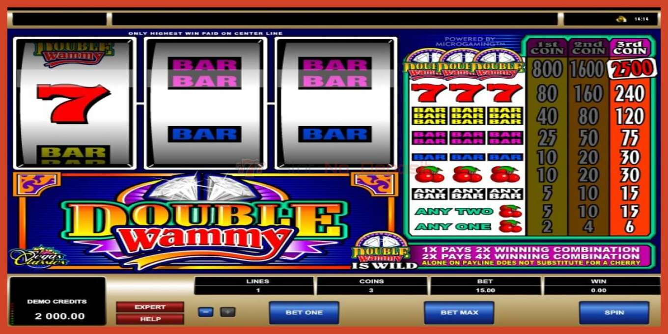 Slot screenshot: Double Wammy no deposit, number - 1