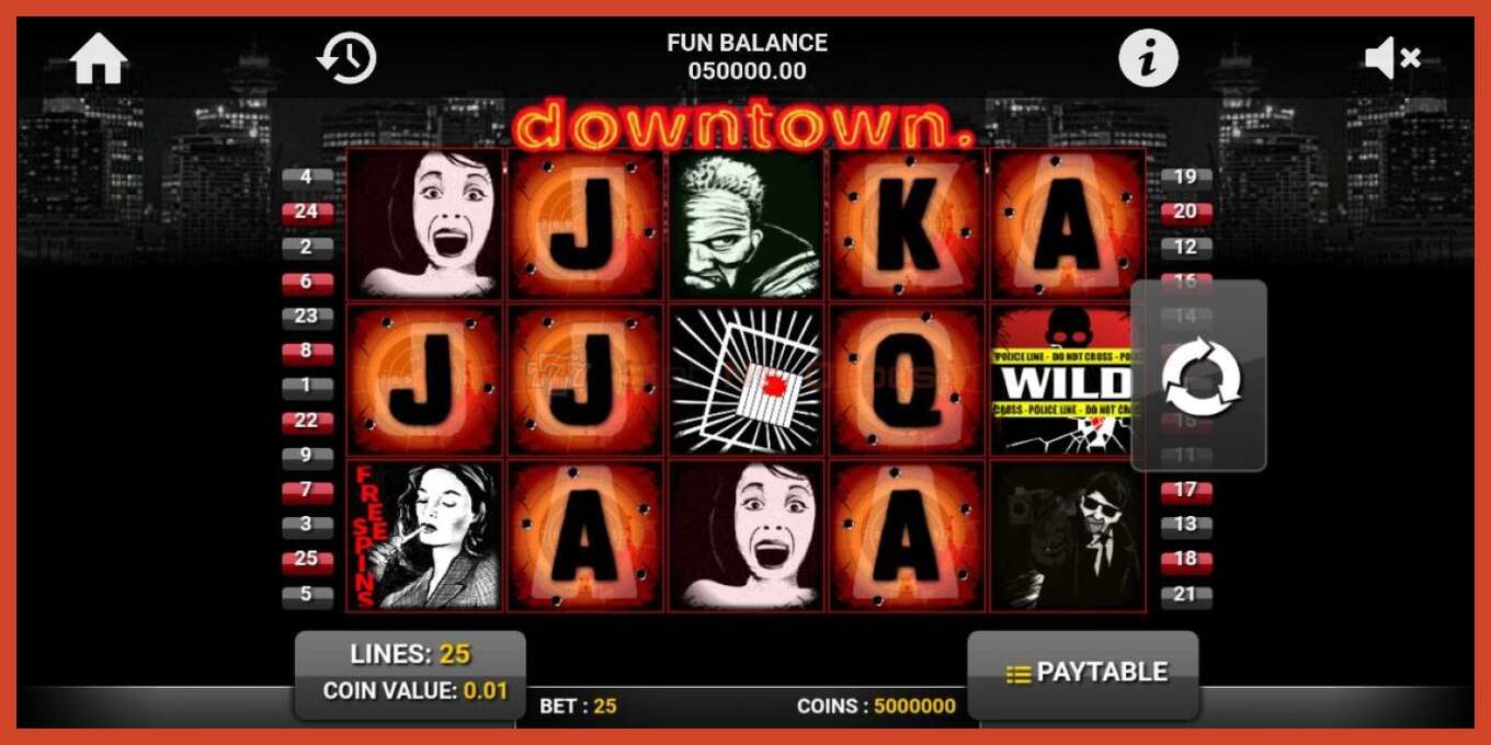 Slot screenshot: Downtown no deposit, number - 1