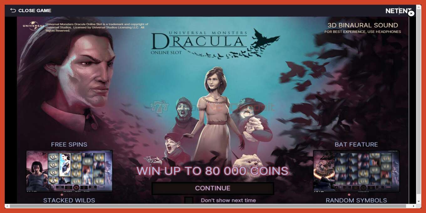 Tangkapan layar slot: Dracula tidak ada setoran, nomor - 1