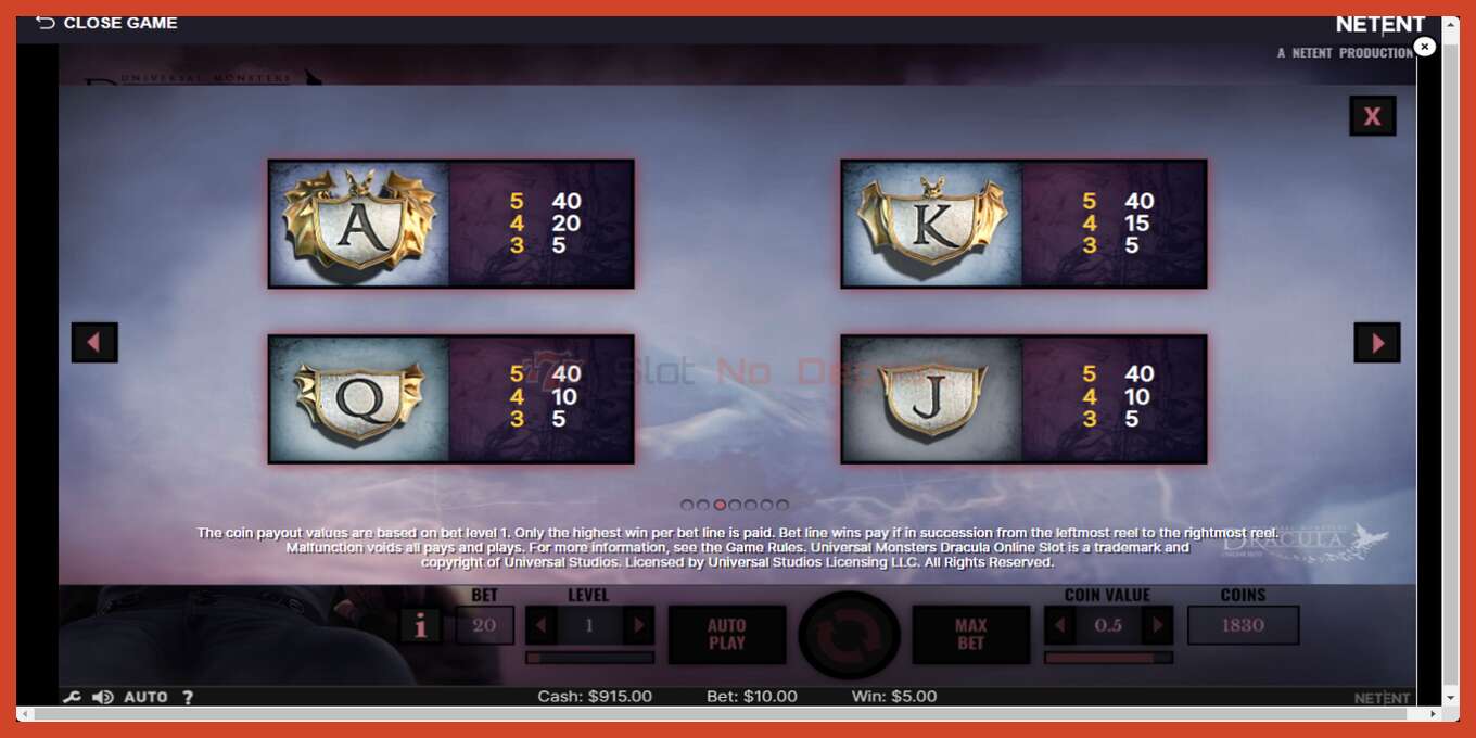 Slot screenshot: Dracula no deposit, number - 6