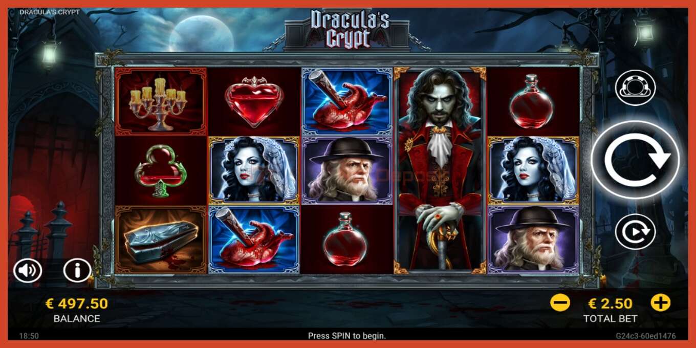 Slot скриншоту: Draculas Crypt депозит жок, саны - 2