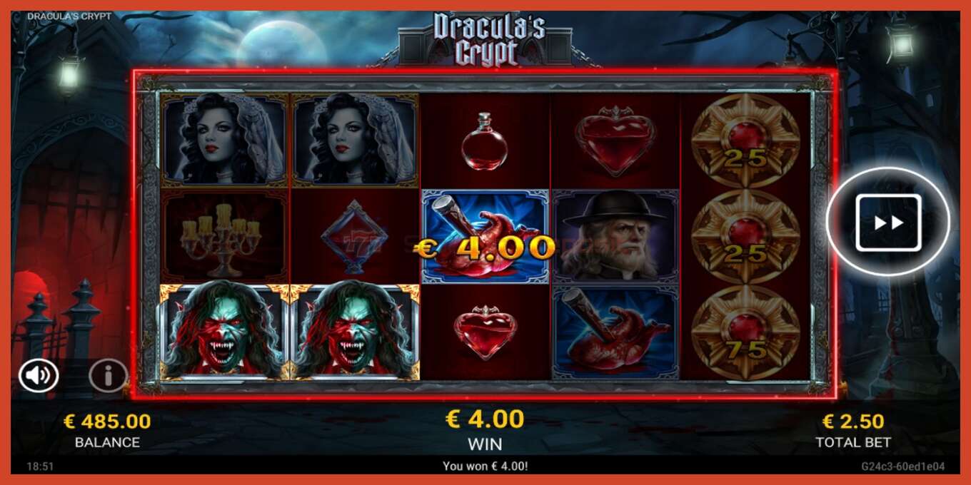 Slot скриншоту: Draculas Crypt депозит жок, саны - 3