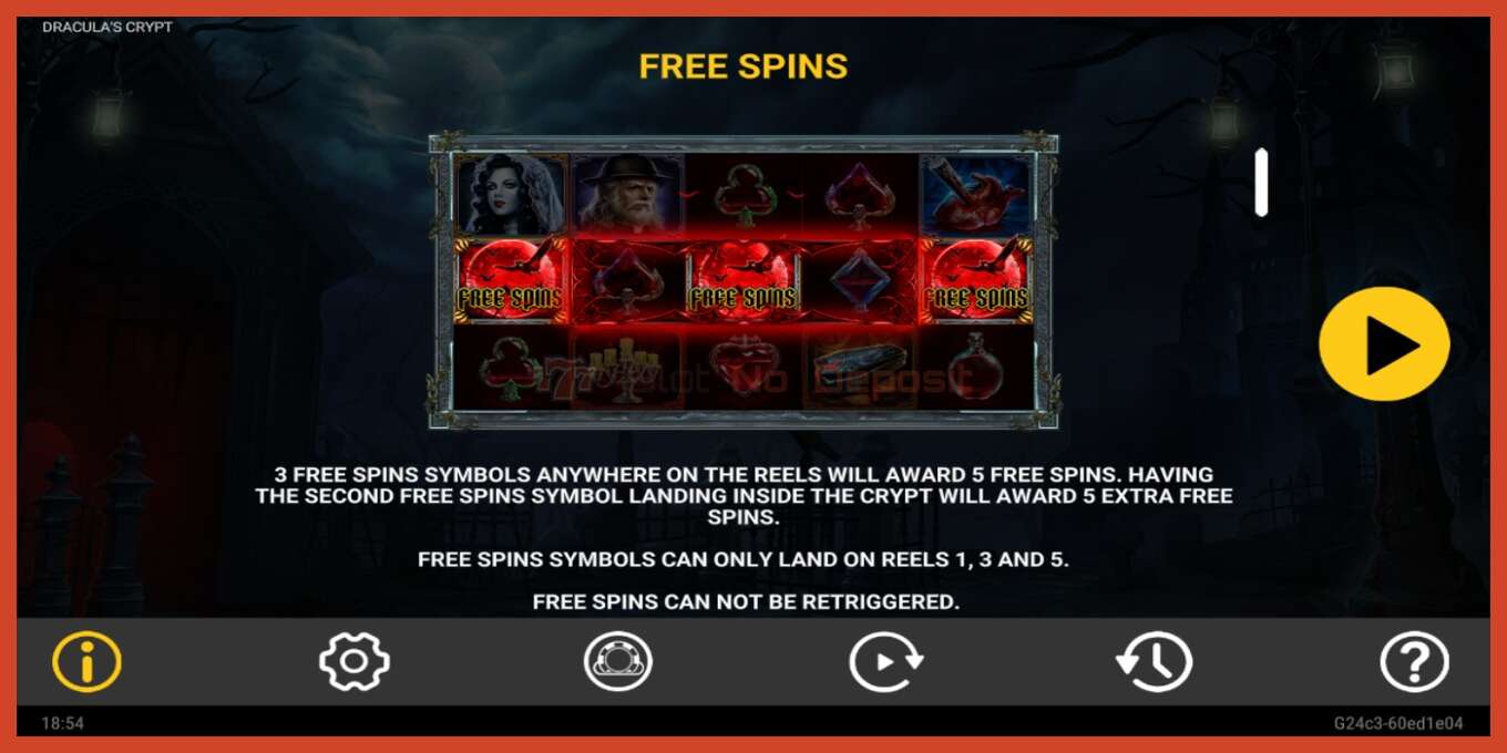 Slot скриншоту: Draculas Crypt депозит жок, саны - 5