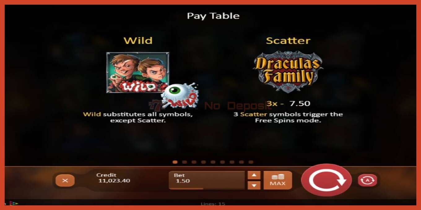 Slot screenshot: Dracula’s Family no deposit, number - 6