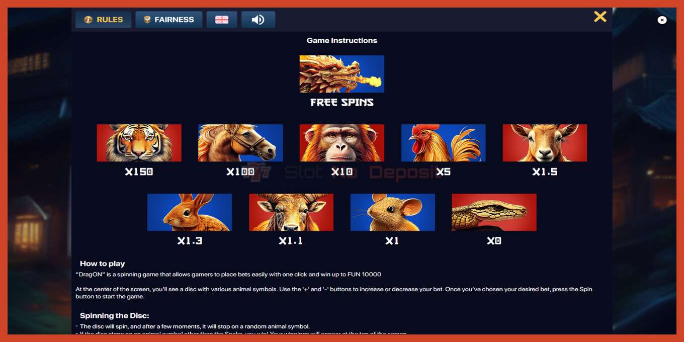 Slot screenshot: Dragon no deposit, number - 5