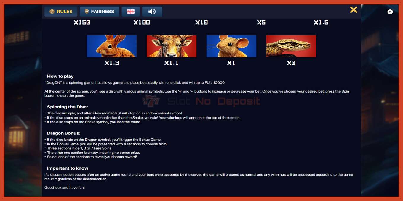 Slot screenshot: Dragon no deposit, number - 6