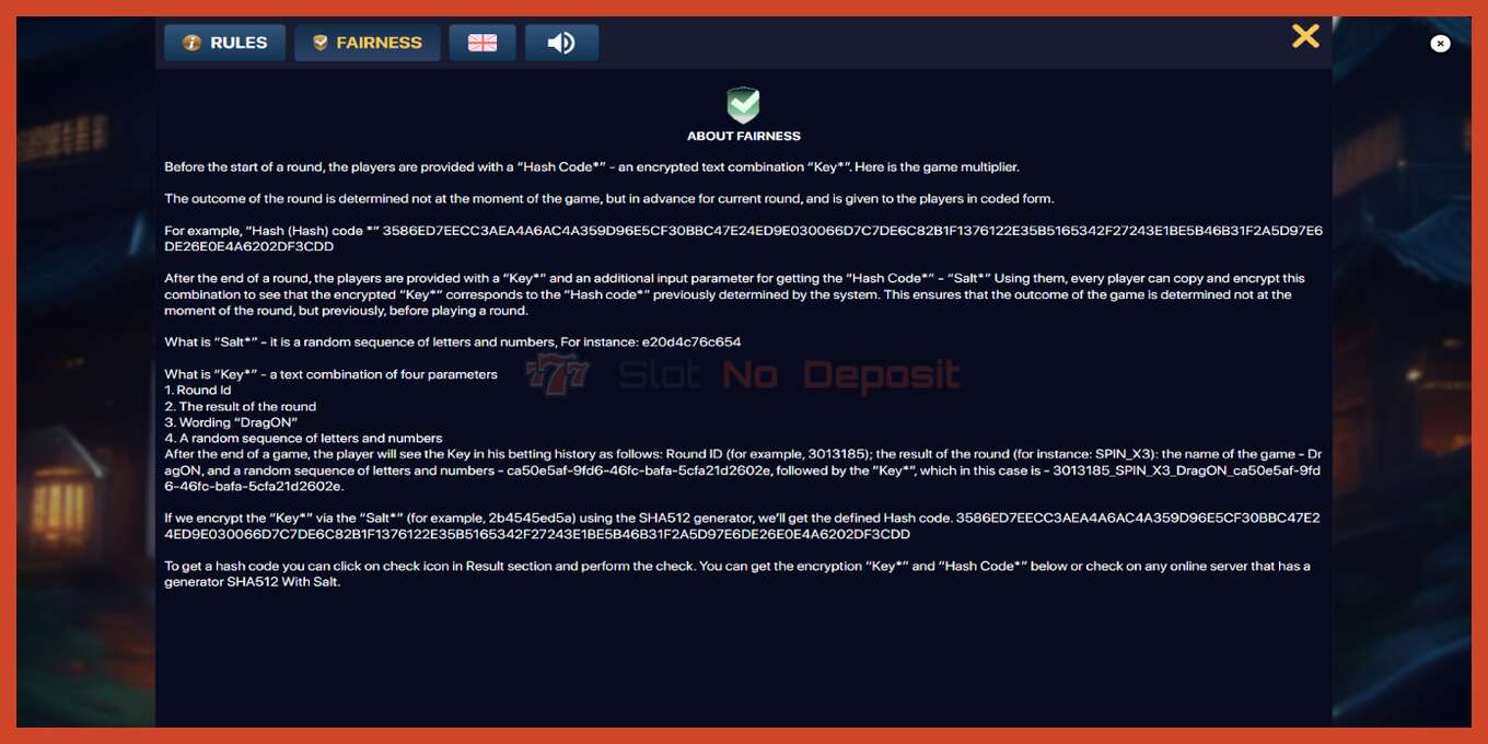 Slot screenshot: Dragon no deposit, number - 7